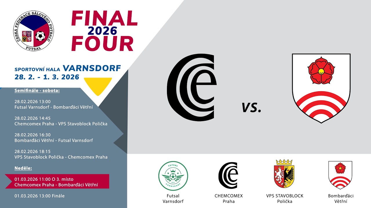Final Four 2026 | O 3. místo Chemcomex Praha - Bombarďáci Větřní