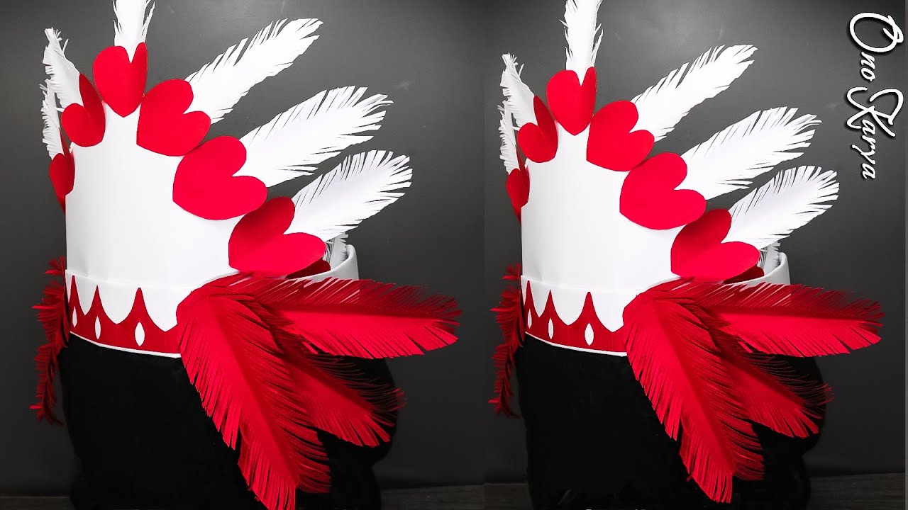 Ide kreatif cara membuat topi 17 Agustus | topi karnaval merah putih dari kertas yang unik