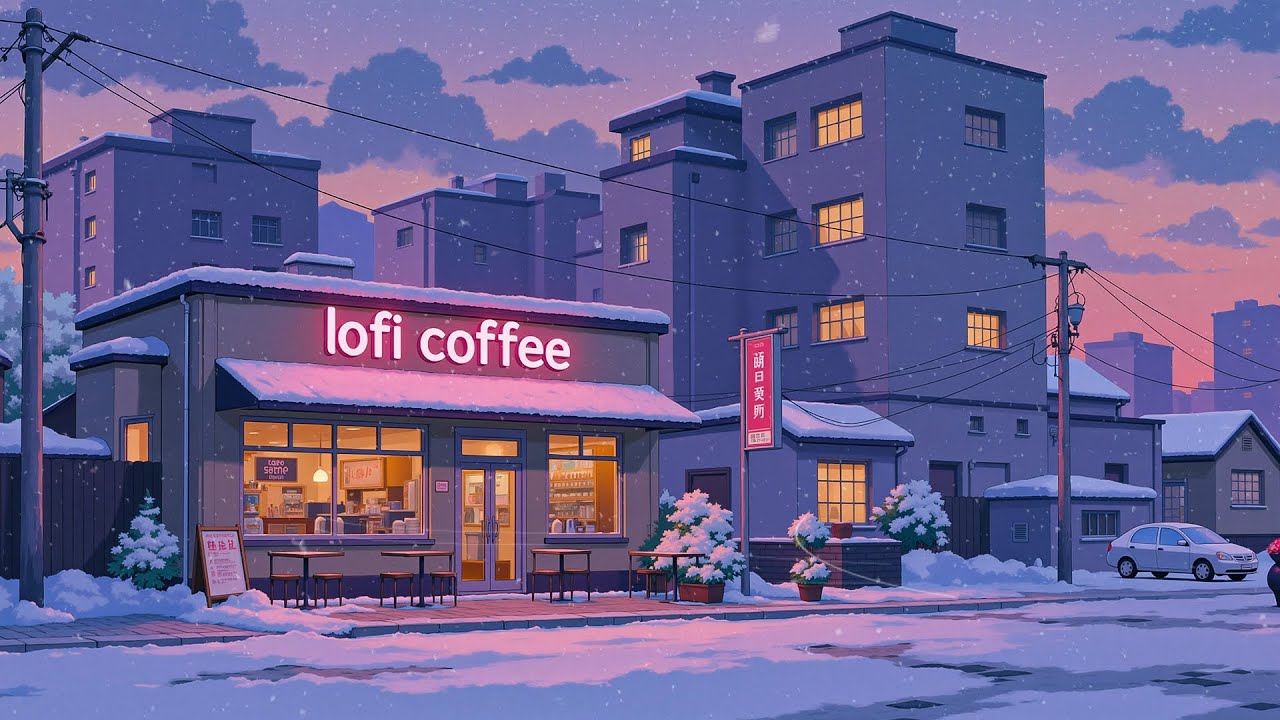 Snow & Cafe ❄️ Peaceful Winter at Cozy Coffee Shop ⛄ Japanese Lofi & Lofi HipHop for Study, Relax.