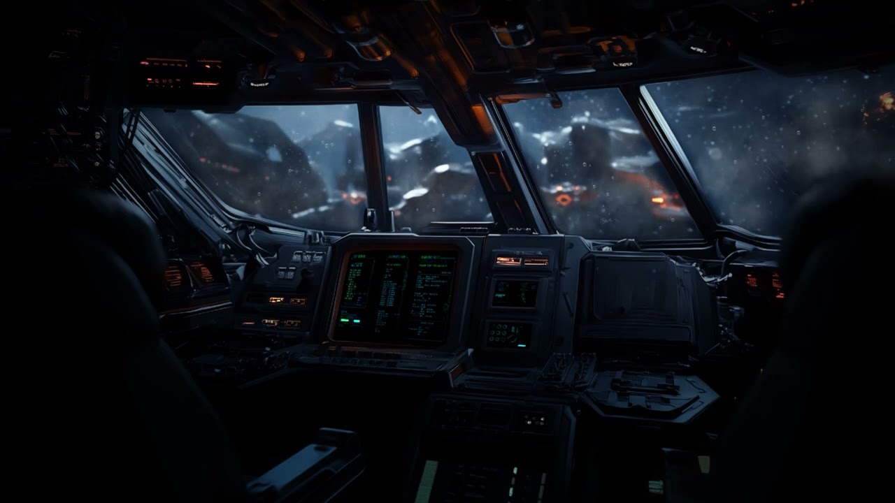 UNSC Myrmidon Discovering Alien Planet Oceans. Sci-Fi Spaceship Cockpit Ambiance for Sleep & Study