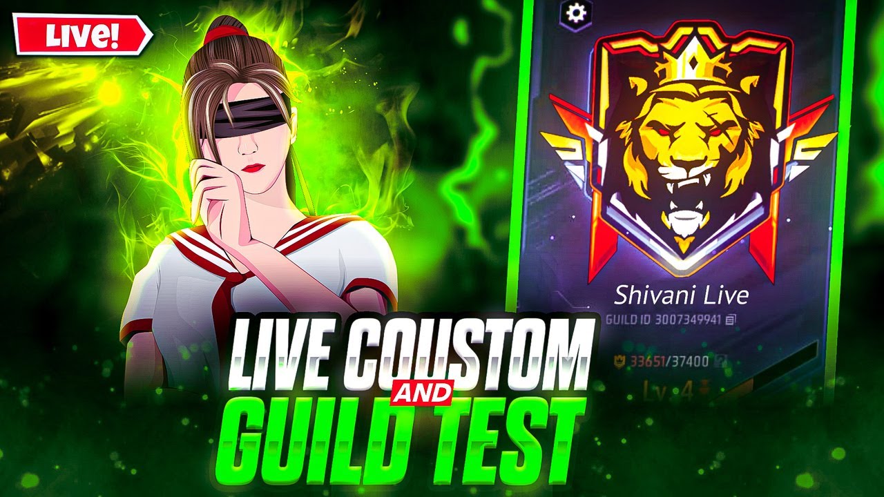 LIVE FREE FIRE GUILD TEST 1V1 WITH SUBSCRIBE 👍ID REACTION 😁 6V6 CUSTOME #freefire #ffgirl #viral