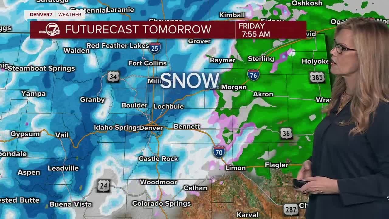 Denver metro snow timeline, totals for Friday