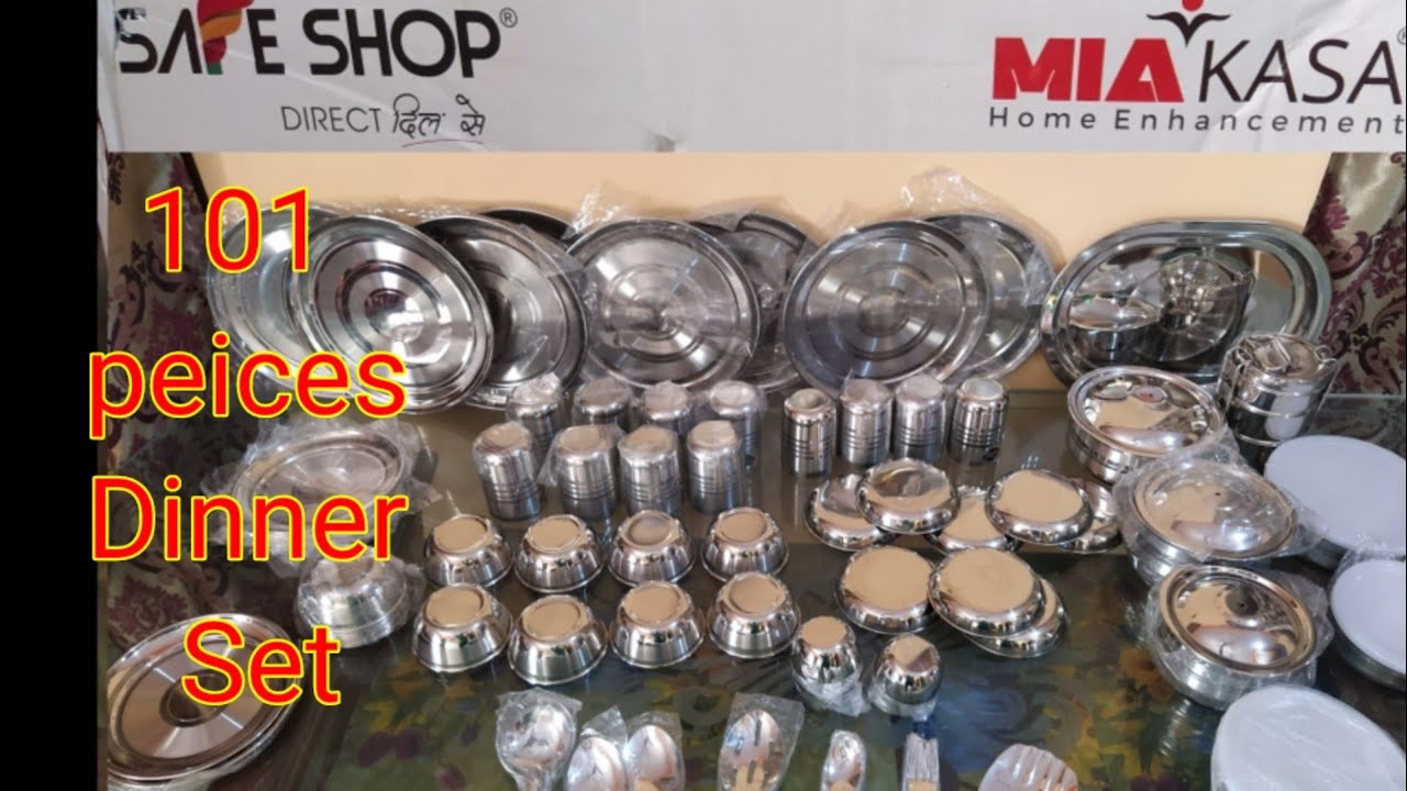 Unboxing safeshop Miakasa Shagun Dinner set 101 pcs ll Stainless steel 💯 #dinnerset #shagun