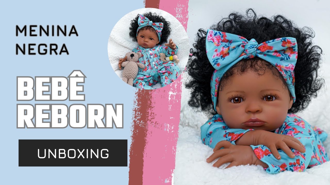 Bebê Reborn Menina Negra de Cabelos Cacheados