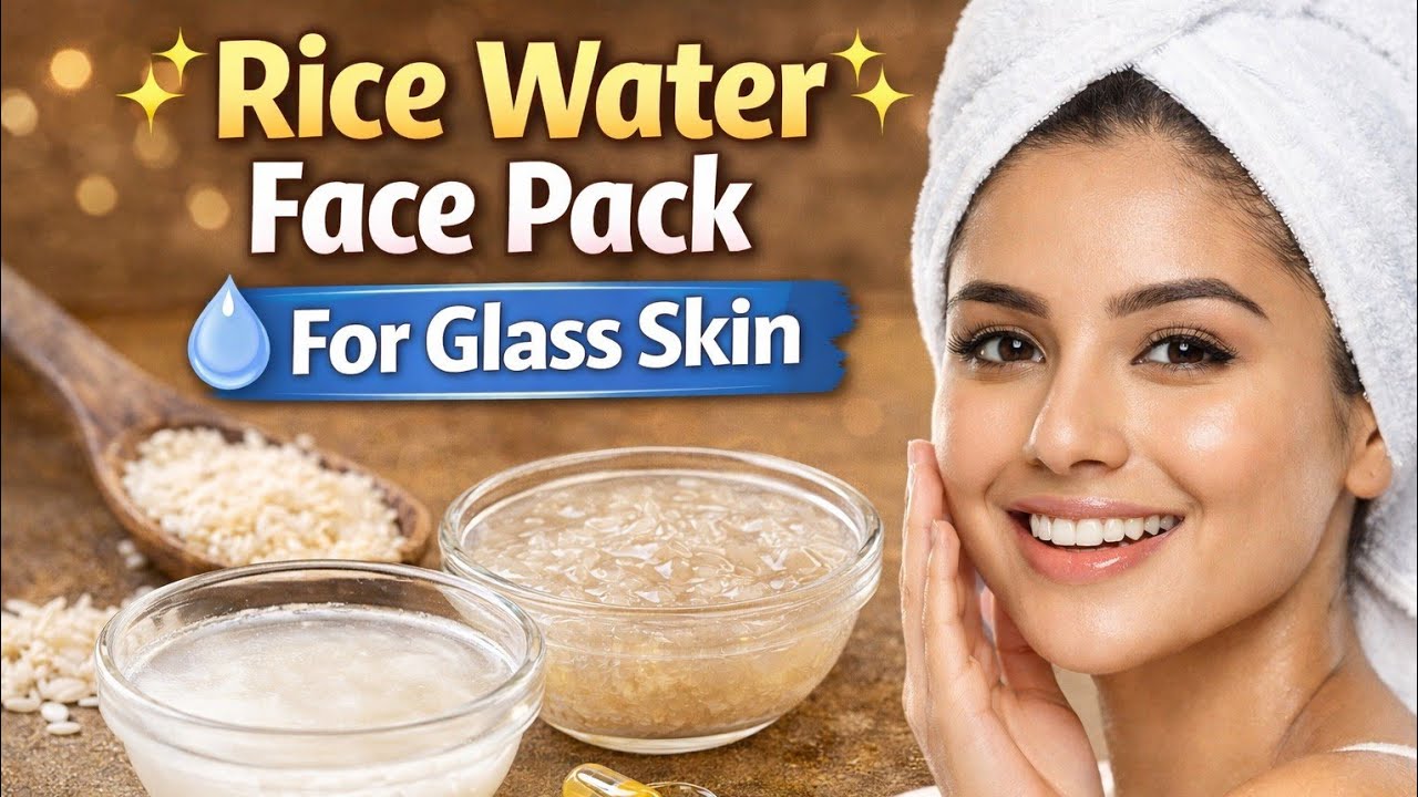 “🌸DIY Glass Skin Face Pack Using Rice Water & Flaxseed”💐
