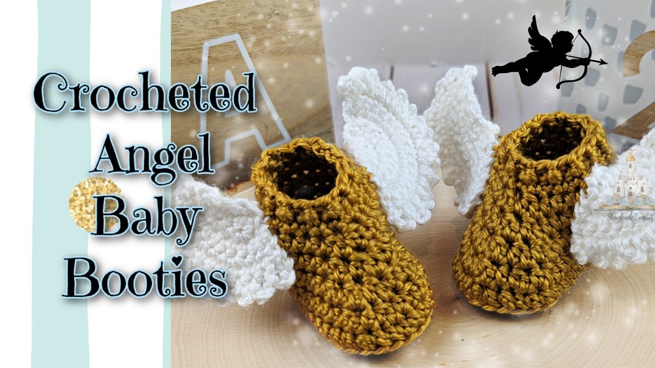 Вязаные крючком пинетки с крыльями ангела