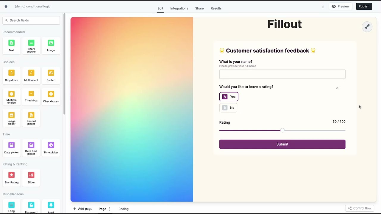 How to create powerful conditional logic in Fillout forms