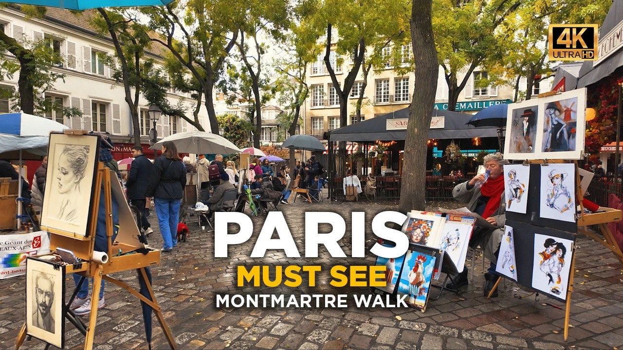 МОНМАРТР 4K: Самая атмосферная прогулка по Парижу 🇫🇷 Скрытые сокровища и виды на Сакре-Кёр