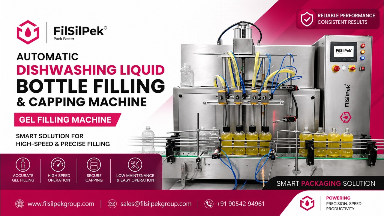 Automatic #dishwashing liquid bottle filling and capping machine, #gel filling machine - Filsilpek