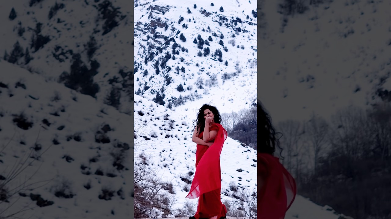 Female urge to wear saree in snow ❤️🧿 ma dream 🥹❤️ #sareesnow #armenia
