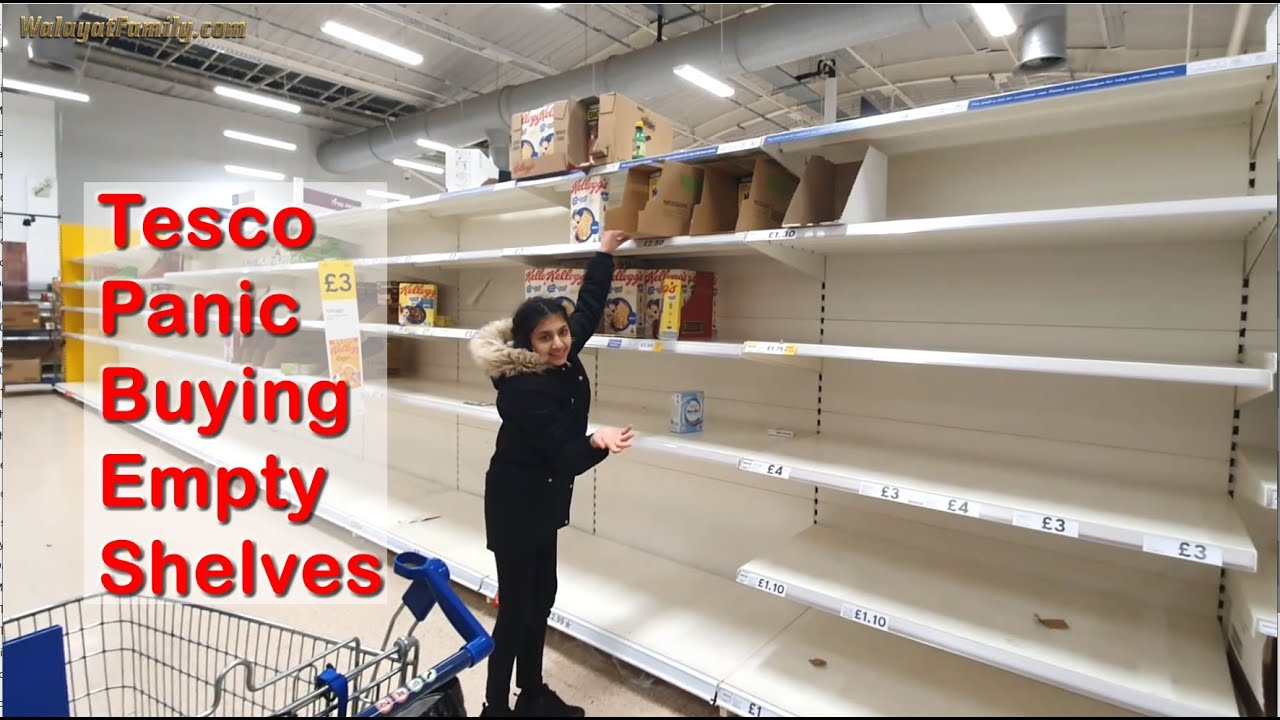 UK Supermarkets Coronavirus Panic Buying, Empty Tesco Shelves, Stock Piling, Hoarding Preppers