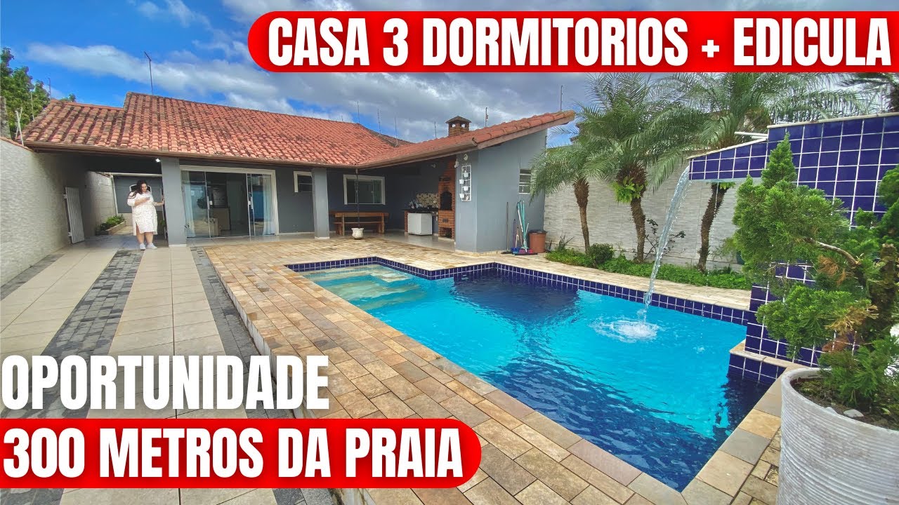CASA LINDA 3 DORMITORIOS COM PISCINA EM ITANHAÉM 300 METROS DA PRAIA A VENDA