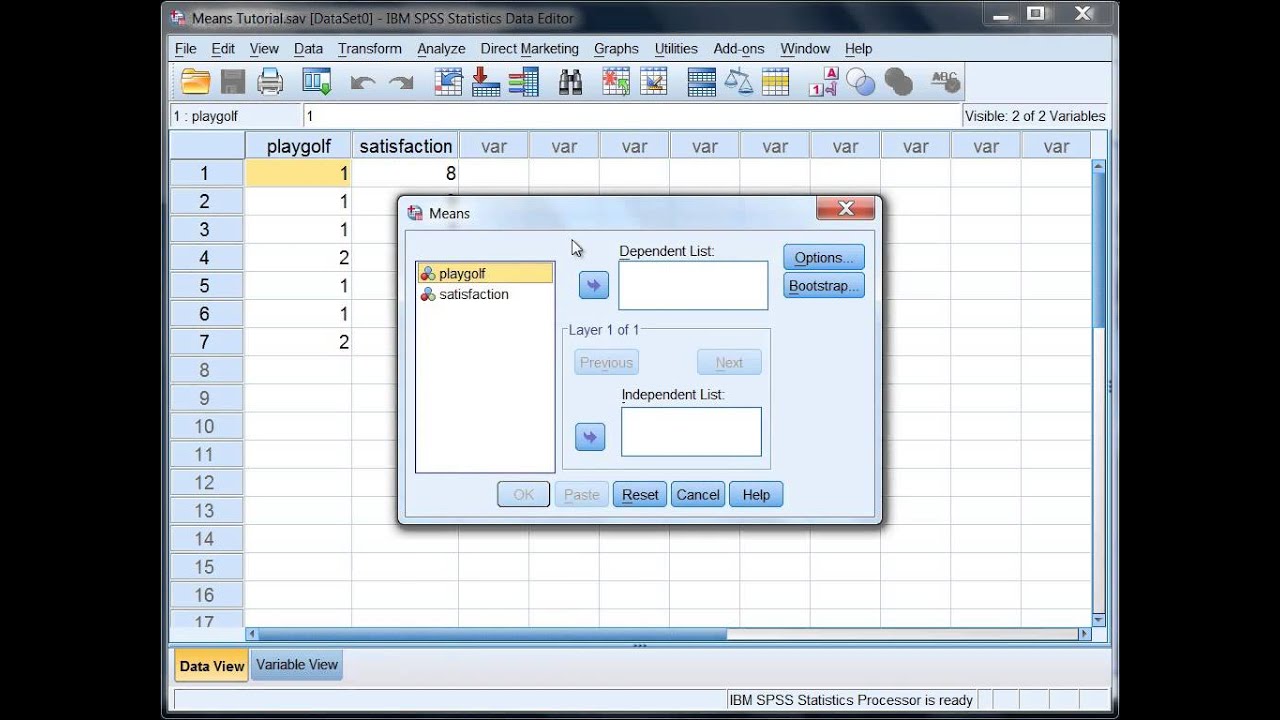 Find the Mean and Standard Deviation in SPSS for Two Groups