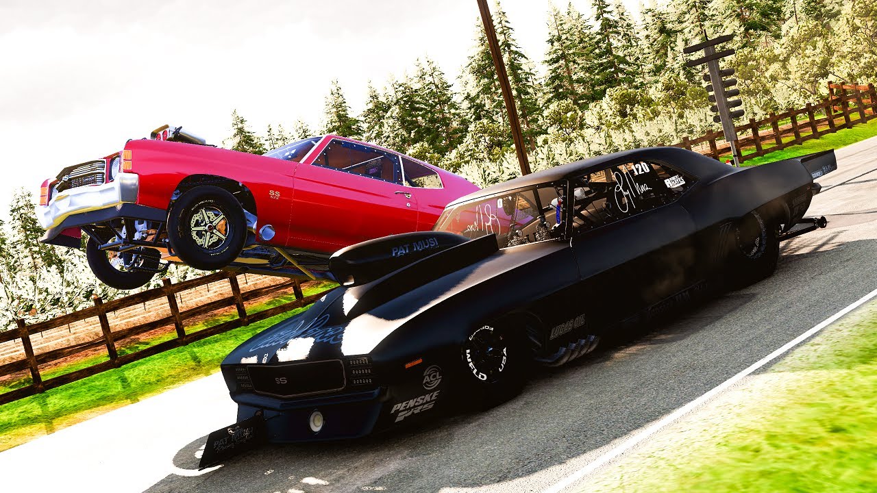 Realistic Drag Racing Crashes #24 - BeamNG Drive