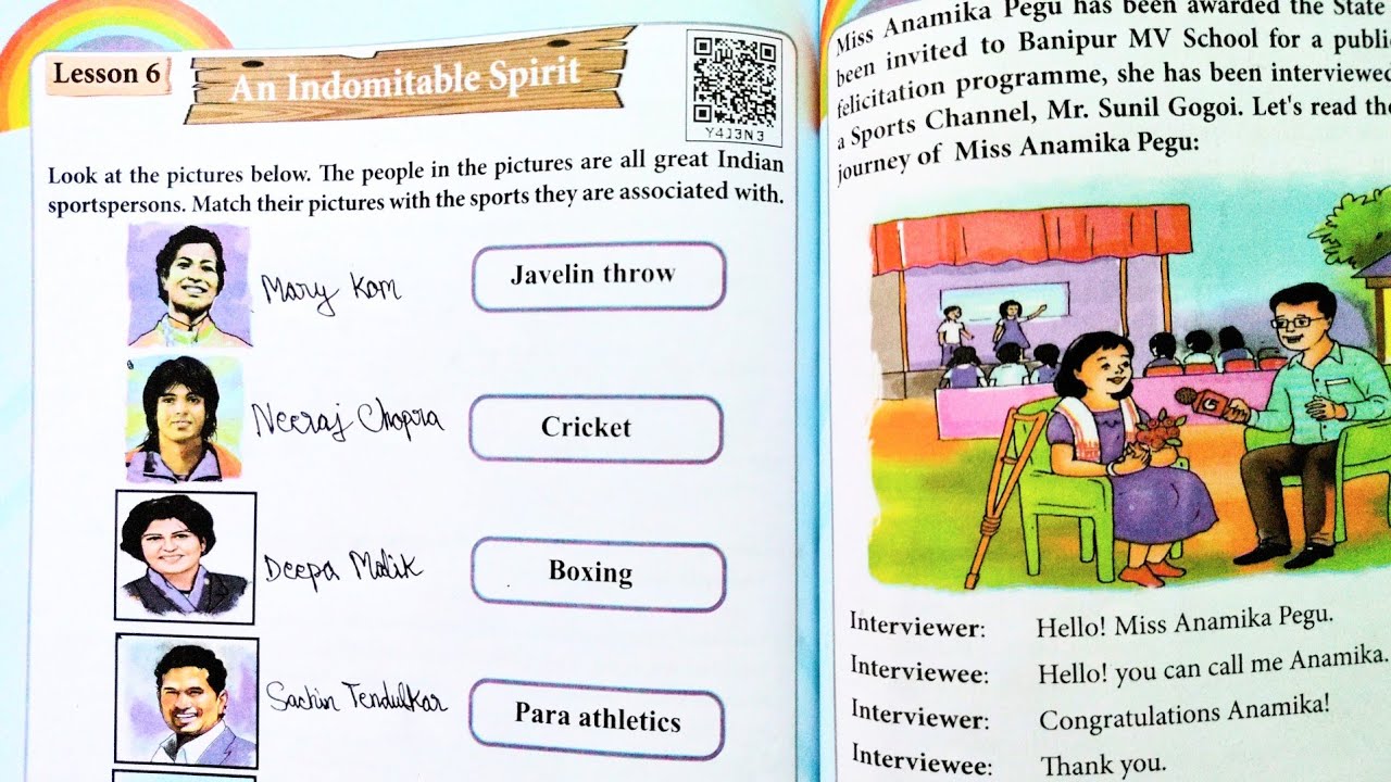 Lesson 6 - An Indomitable Spirit 🥇| English Reading Practice | Class 6- English Book📕 - Rainbow🌈|