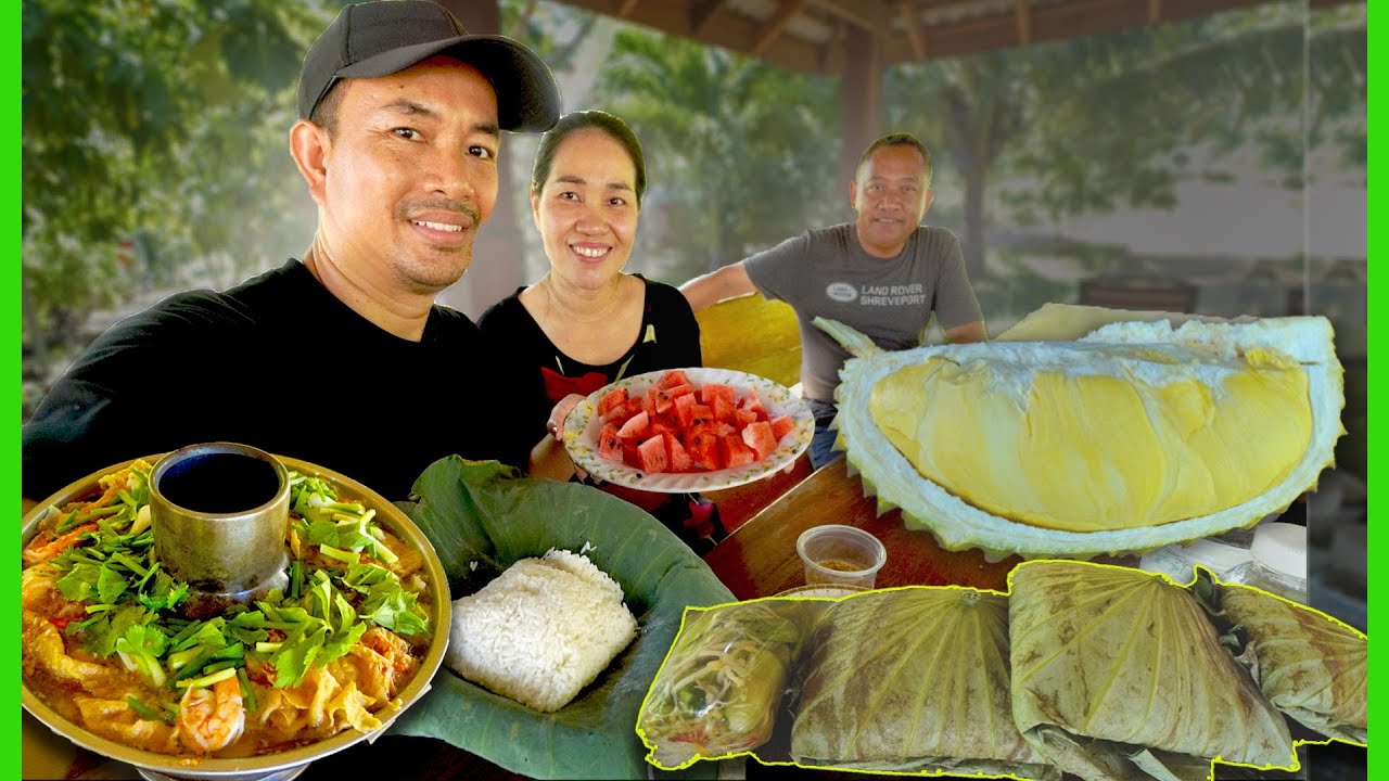 Visit Durian Garden In Samlout, The Owner from USA! Best Khmer Durian Season, Lunch At Durian Farm.