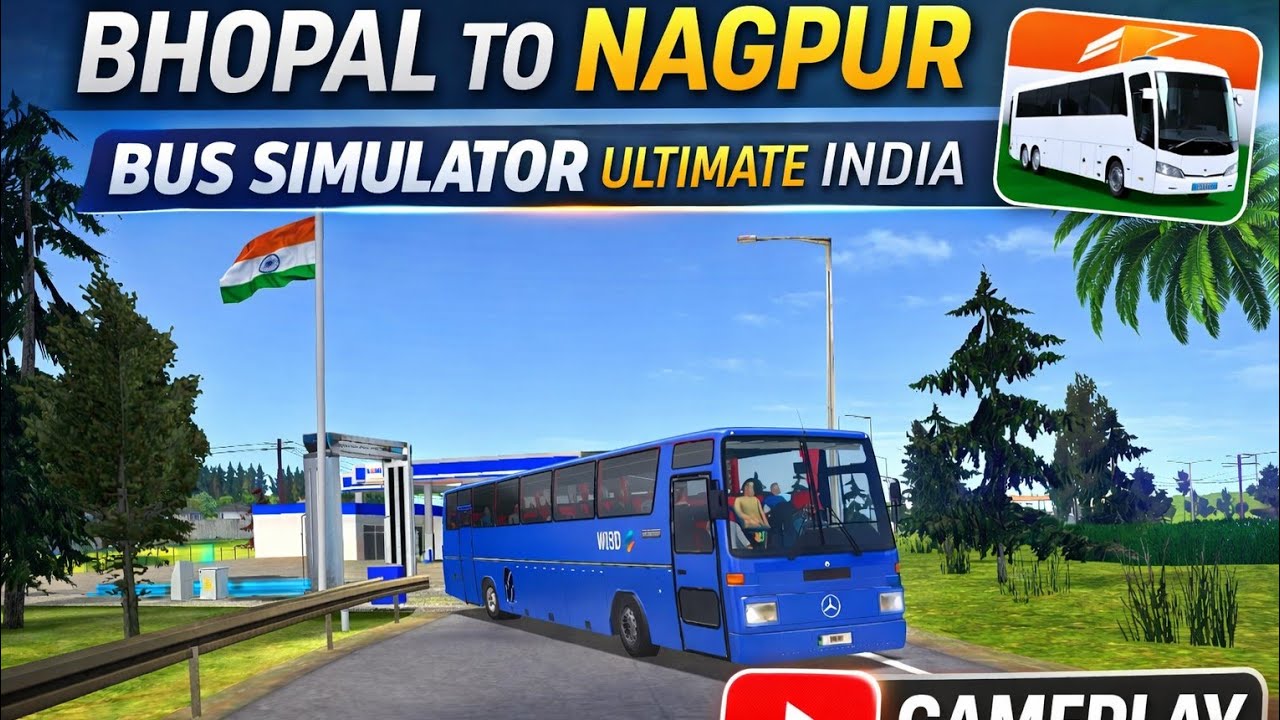 Bus simulator ultimate India Bhopal to Nagpur Rainy day (Android &iOS) Ultra HD game 
