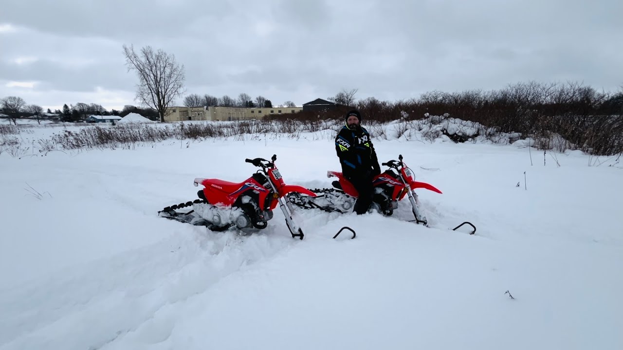 Crf 110 Snow Bike, With Timbersled Ripper kits! The most fun you can have under 15mph.