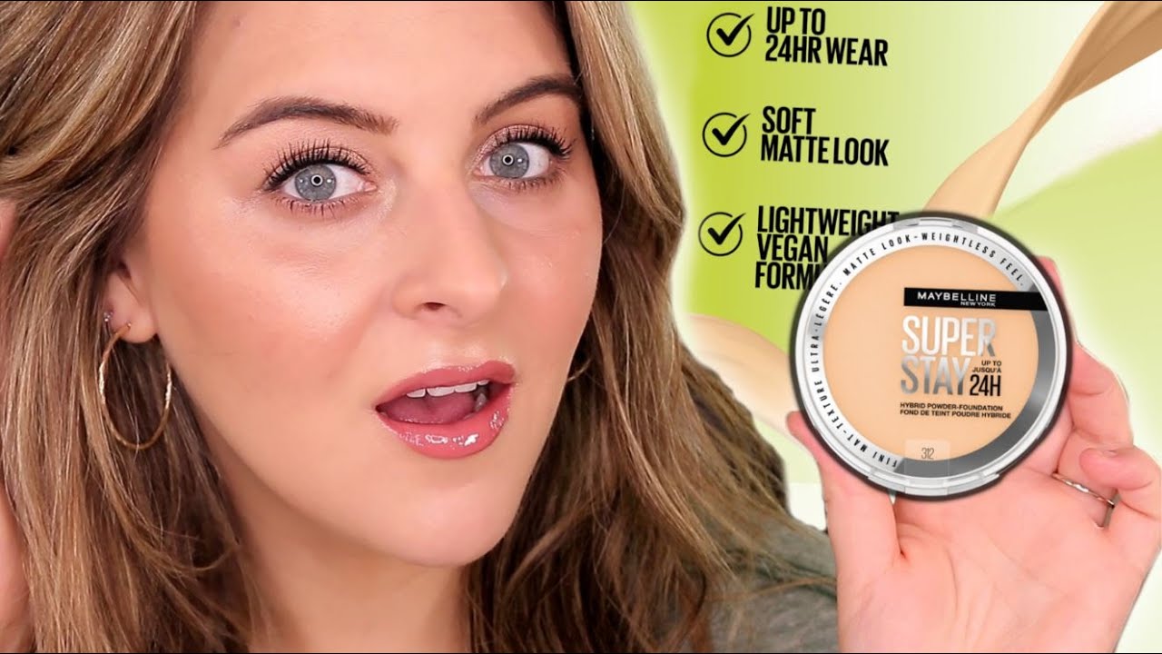 testing *NEW & VIRAL* Maybelline SuperStay HYBRID POWDER FOUNDATION // review + wear test