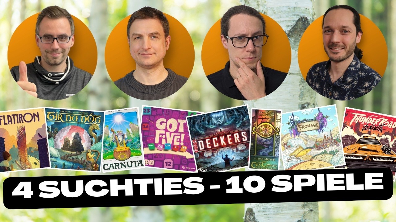 4 Suchties - 10 Spiele | Team Aufgetischt #369 - T&iacute;r na n&Oacute;g, Carnuta, Deckers, Thunder Road:Vendetta