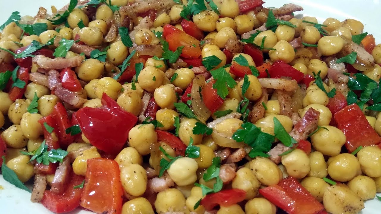Cómo hacer salteado de garbanzos con verduras y bacon
