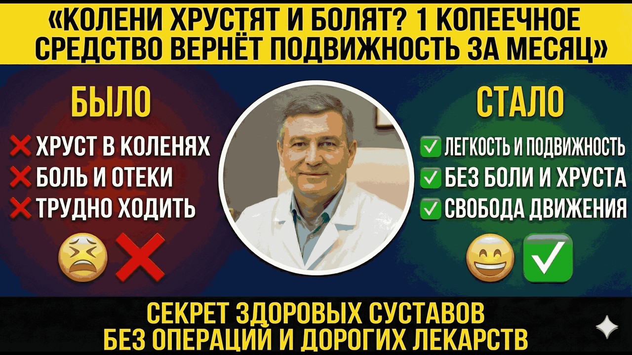 Колени хрустят и болят? 1 копеечное средство вернёт подвижность за месяц
