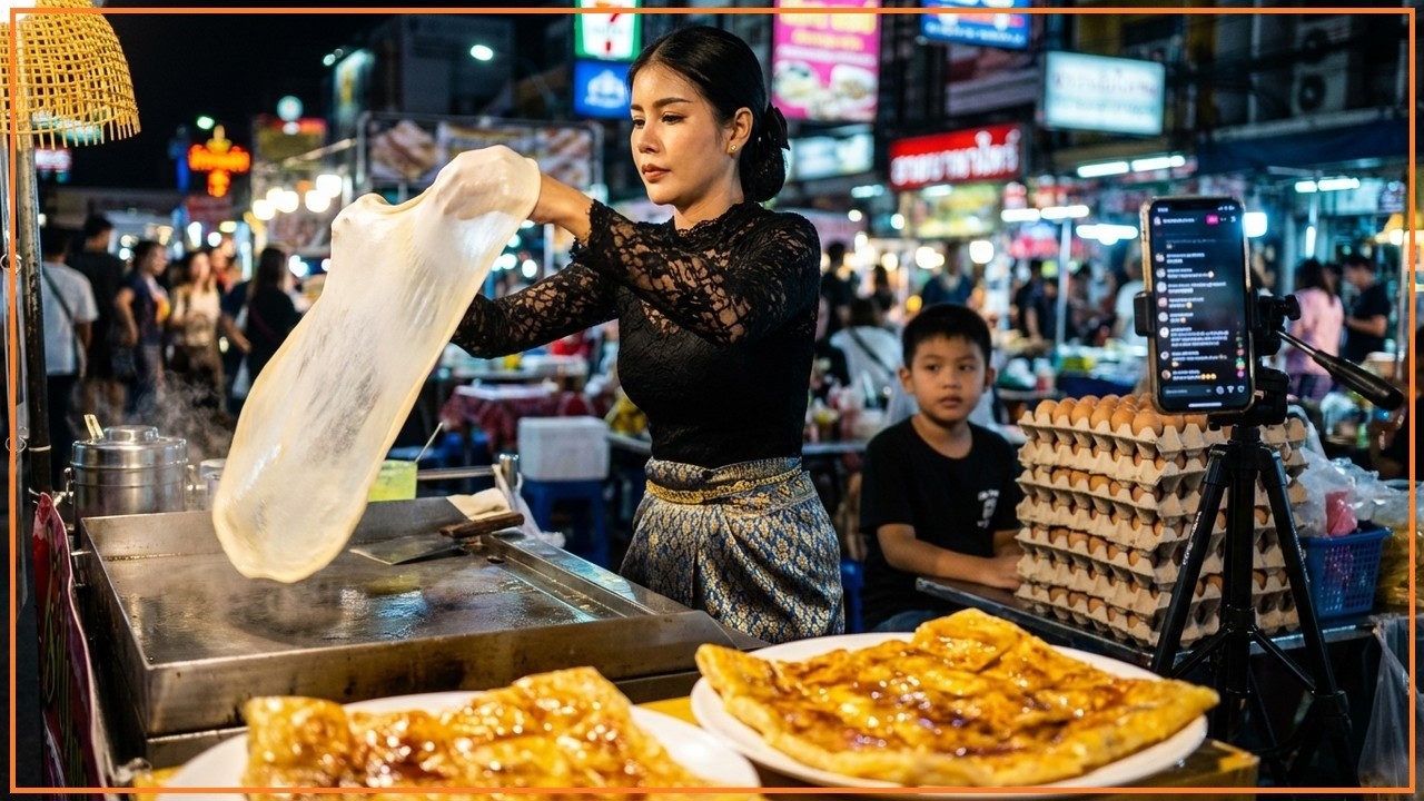 Puy roti lady everyday hardworking - Thailand street food