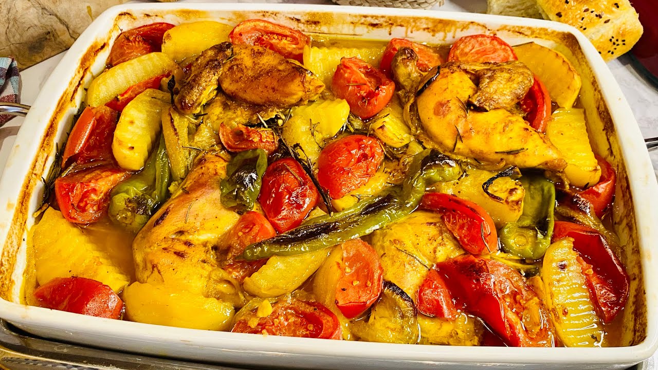 دبارة اليوم👩🏼‍🍳مصلي بالدجاج في الفرن بأسهل و افوح طريقة 👩🏼‍🍳😋mosli djej