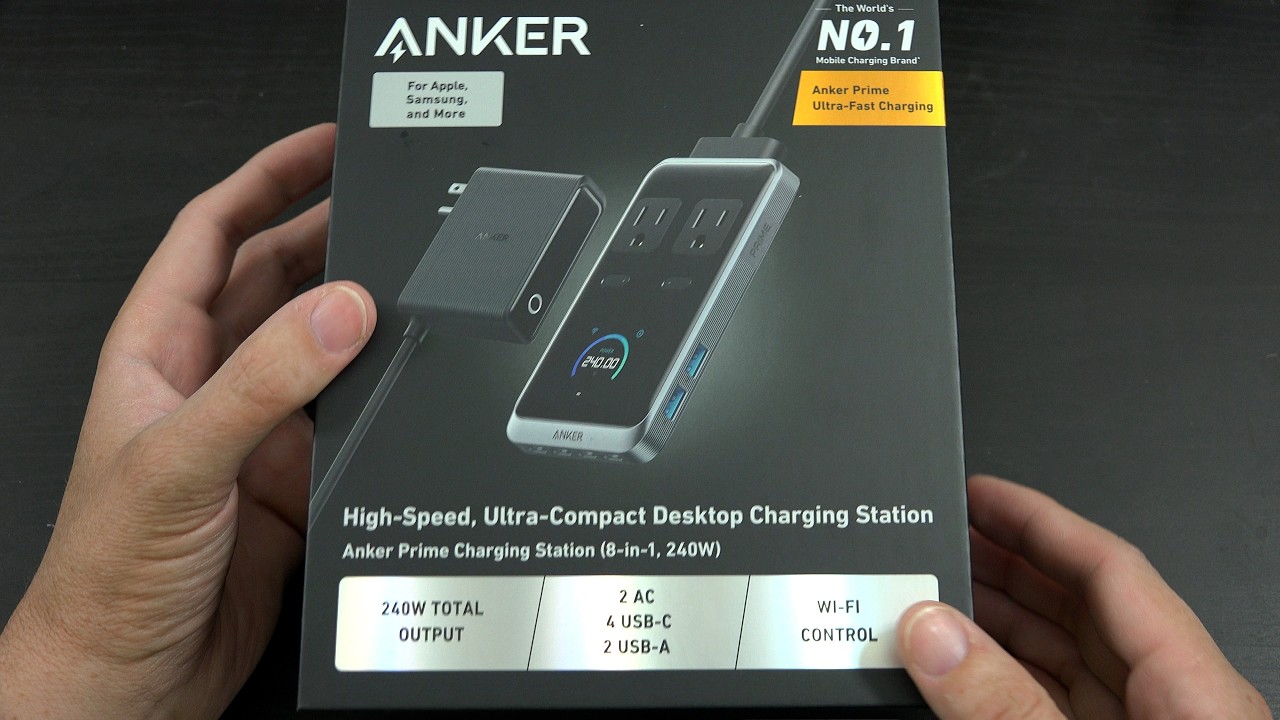Зарядная станция Anker Prime, сетевой фильтр 8-в-1 мощностью 240 Вт, съемный шнур длиной 5 футов,...