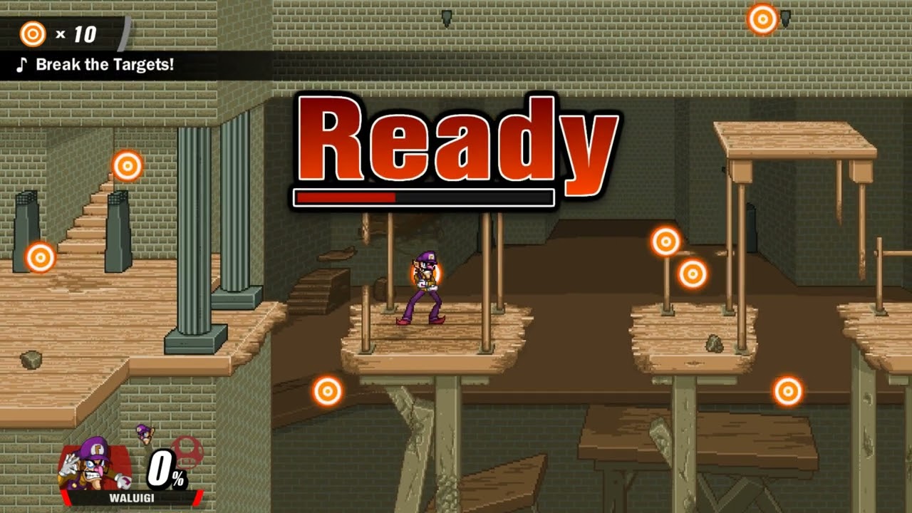 Super Smash Flash 2 (1.4.0.1) - Break the Targets! (All Levels) as Waluigi
