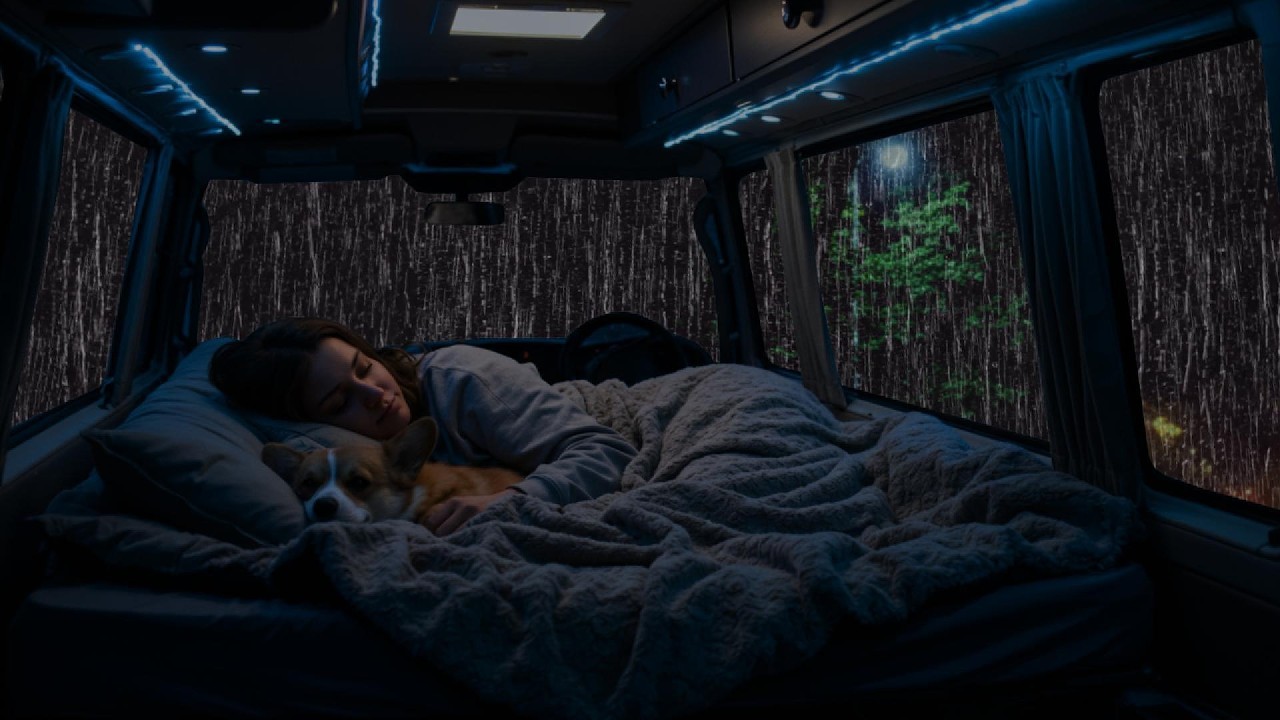 Relaxing Rain & Thunder on Cozy Car ⛈️ Deep Sleep Sounds for Anxiety Relief & Calm Night Ambience