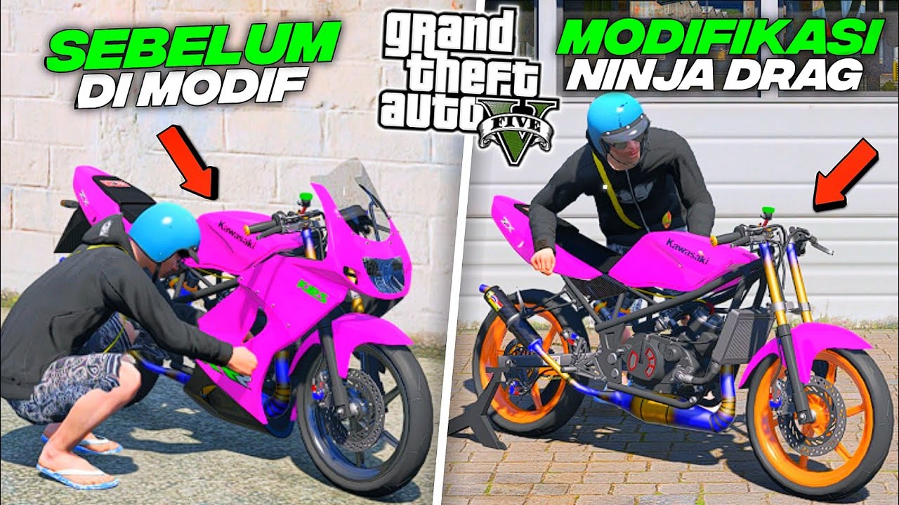 Aku Modifikasi Motor NINJA RR Drag Langka Di Bengkel Untuk Ikut Balapan Drag Race - GTA 5 MOD