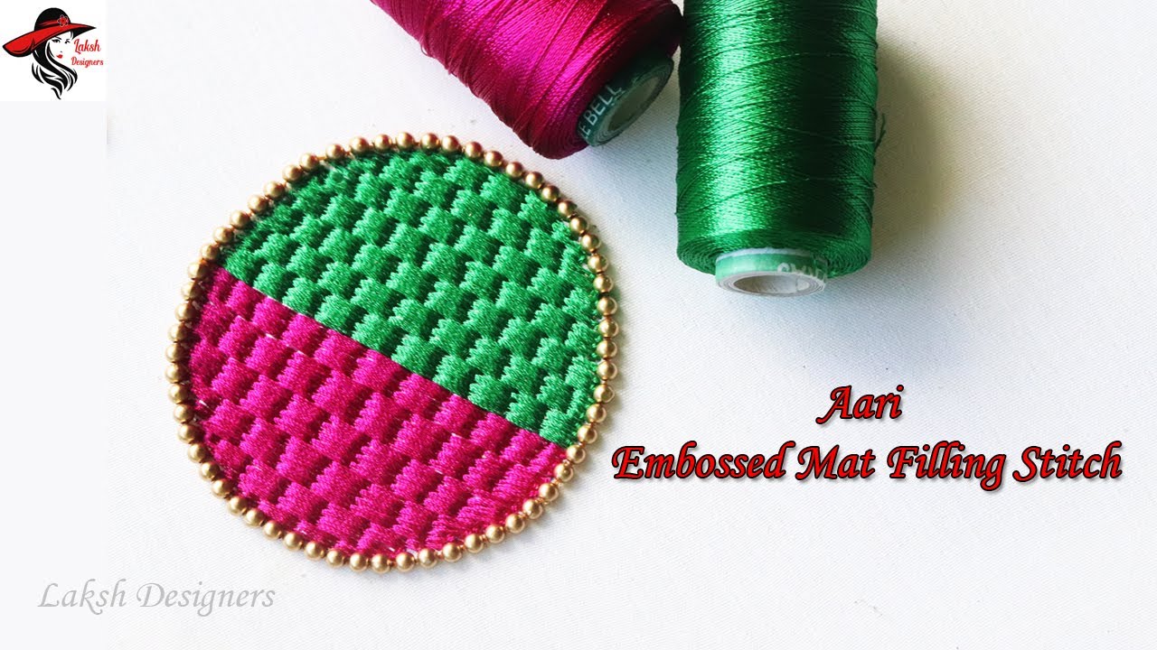 Aari Embossed Mat Filling Stitch for Beginners | aari work basic stitches online class in tamil