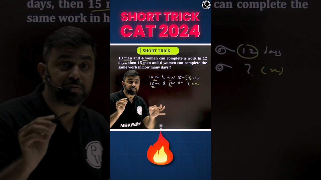 Quants Short Trick | Work Rate & Time For CAT and OMETs Exam 2024 #shorts #mbawallah