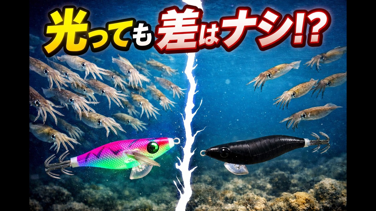 100匹のアオリイカで実験！UV発光で集まる数は変わるのか？！【水中エギング】