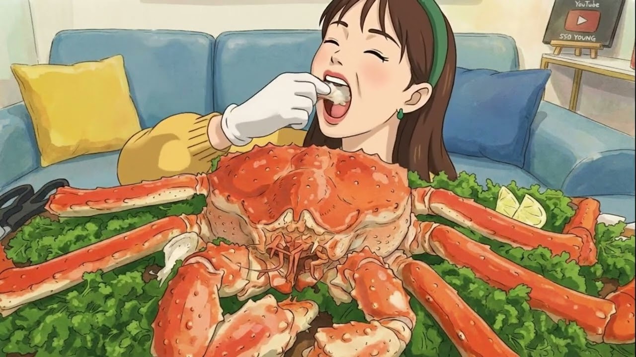 Anime ASMR Mukbang | Giant King Crab Feast 🦀