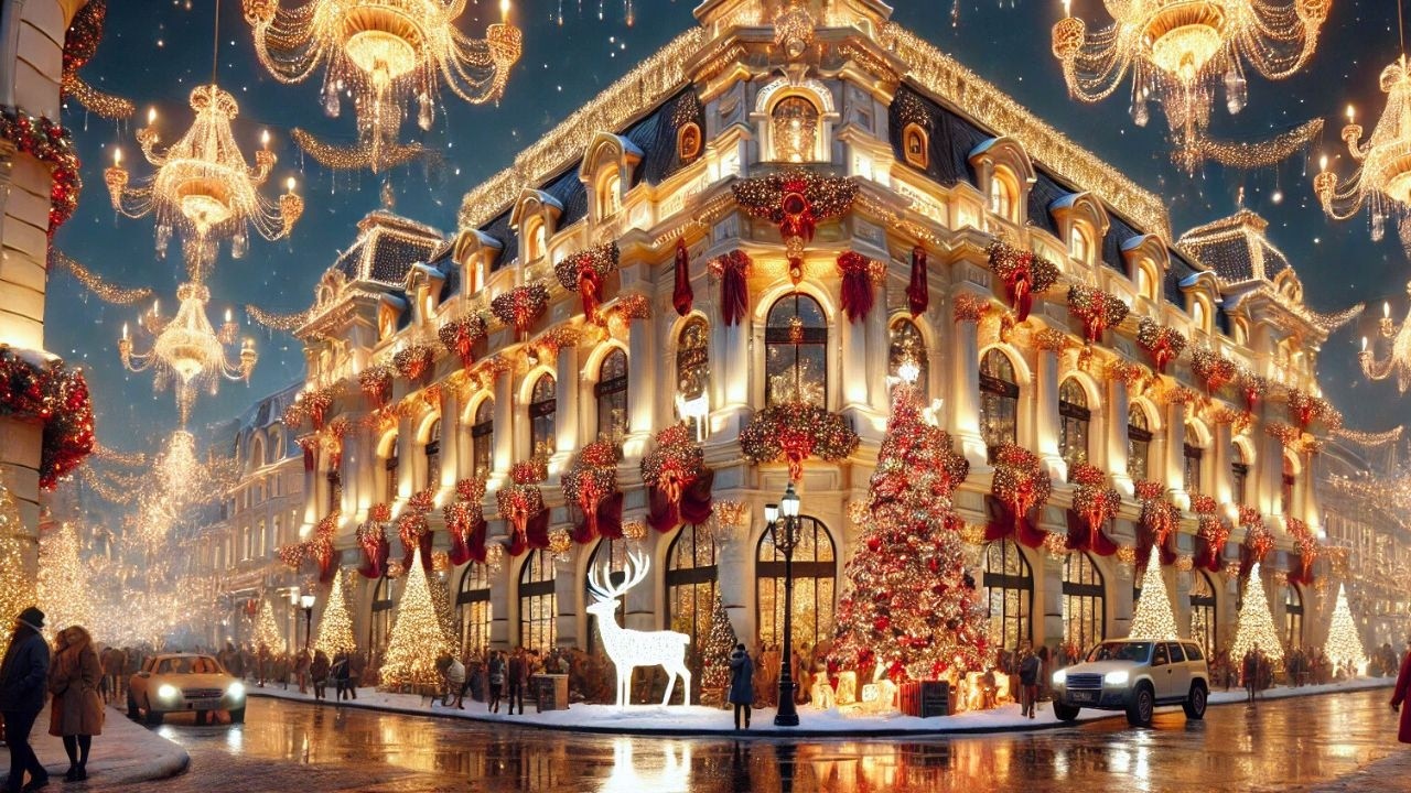 2025 Bucharest Christmas Lights Night Walk - 4K HDR 60FPS Spatial Audio