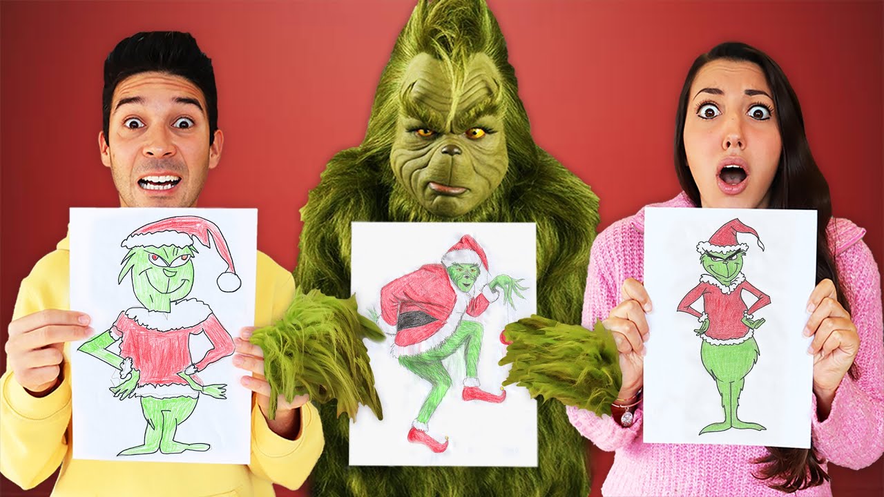CHI DISEGNA IL GRINCH PI&Ugrave; BELLO VINCE E SCAPPA DAL GRINCH! *challenge contro il Grinch a Natale*