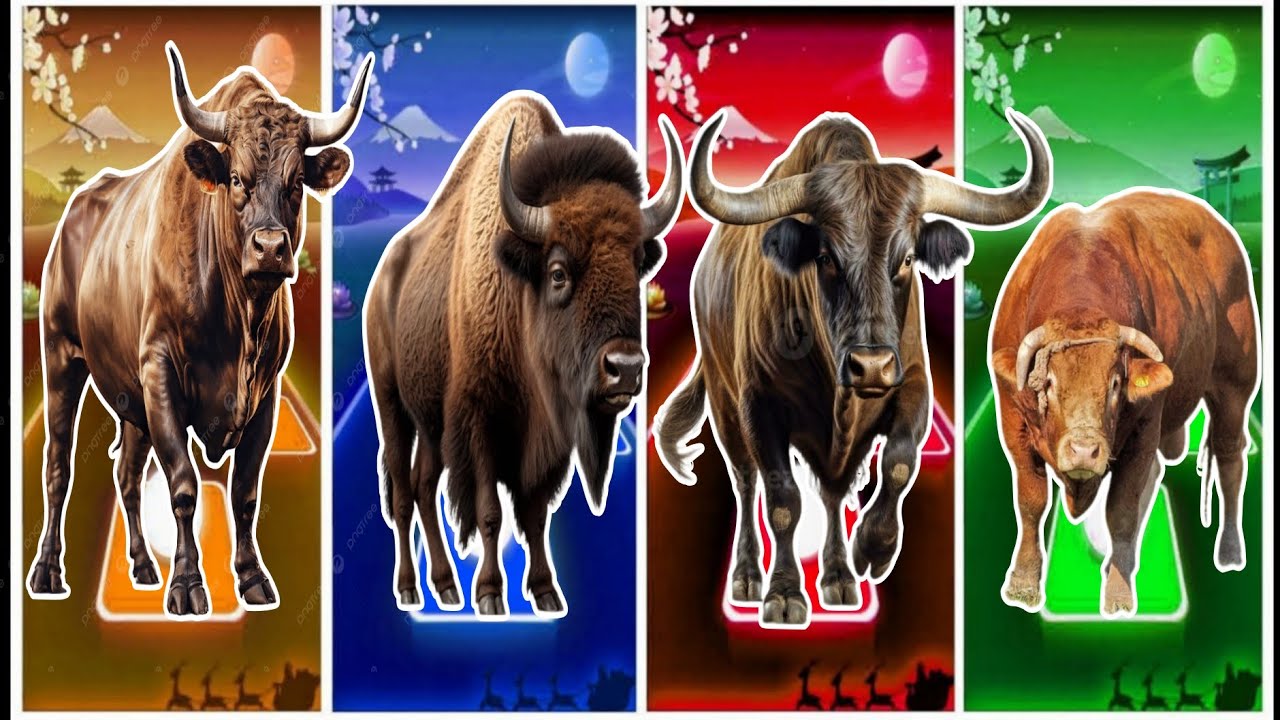 Tiles hop Animals Bull 🐂🆚🔴 Tiles hop Edm rush Go Go Tiles hop BATTLE 