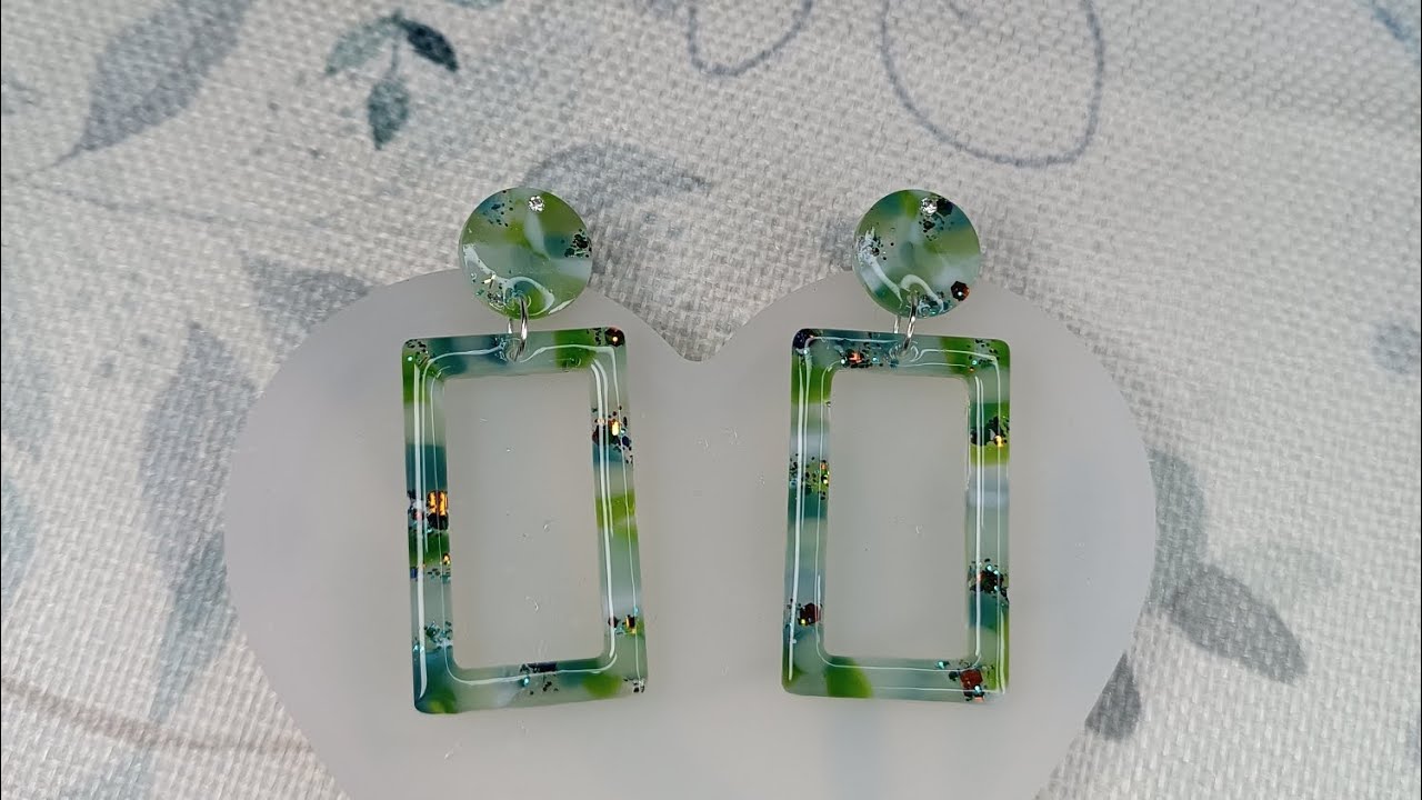 tutorial resina uv - orecchini marmorizzati realizzati con riciclo di colori avanzati #resinauv