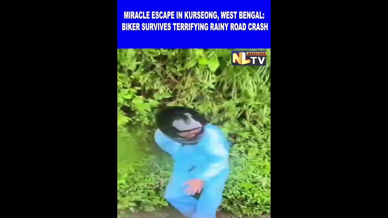 MIRACLE ESCAPE IN KURSEONG, WEST BENGAL: BIKER SURVIVES TERRIFYING RAINY ROAD CRASH