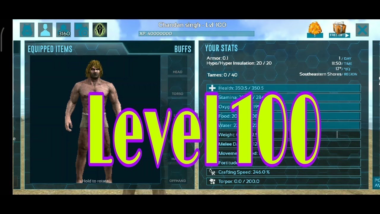 របៀបយក Lv 100 ត្រឹមរយះពេល 2នាទី ក្នុងSingle players Ark Mobile 2.0