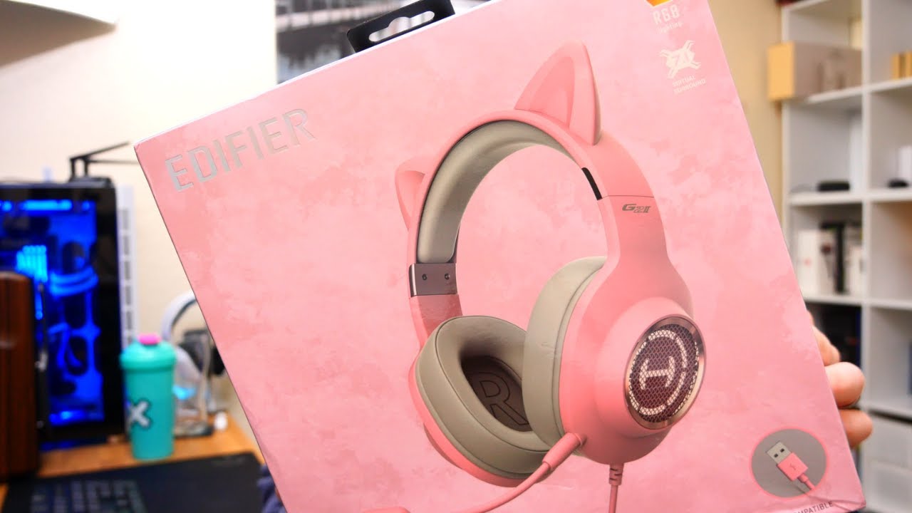 Edifier G2 II Pink Cat Ear PC Gaming Headset - Unboxing & Review