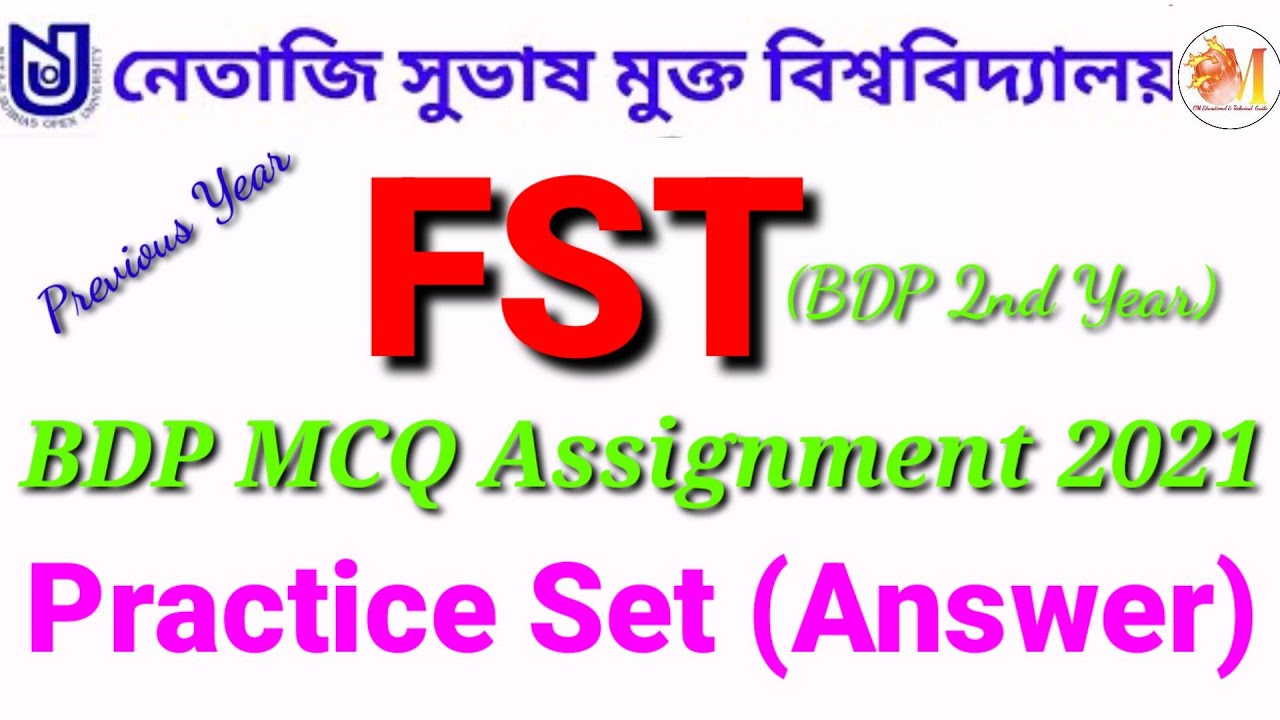 Practice Set 👉BDP online FST(Foundation Course  )Assignment MCQ Question answer 2021(Previous Year)