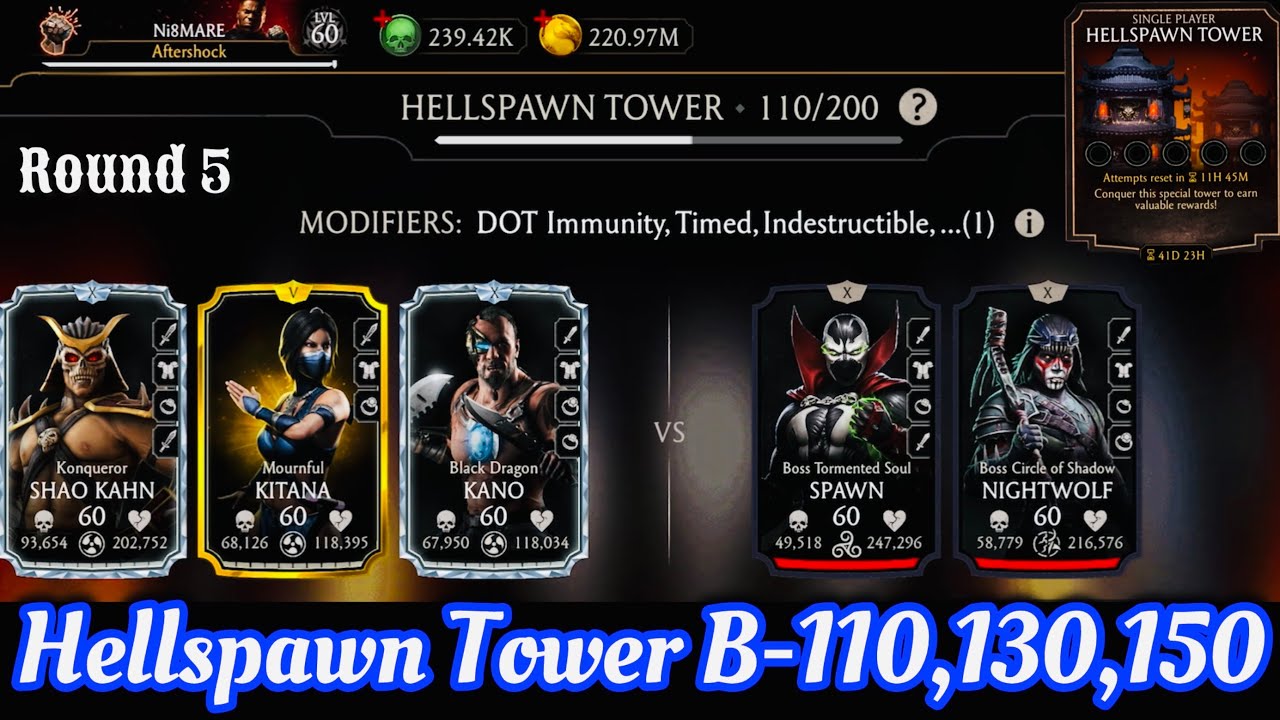 Hellspawn Tower Boss Battle 110,130 & 150 Fight + Reward MK Mobile