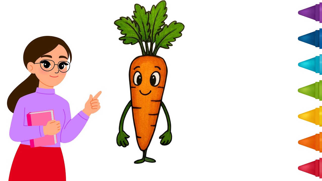 How to Draw cartoon carrot Drawing for kids