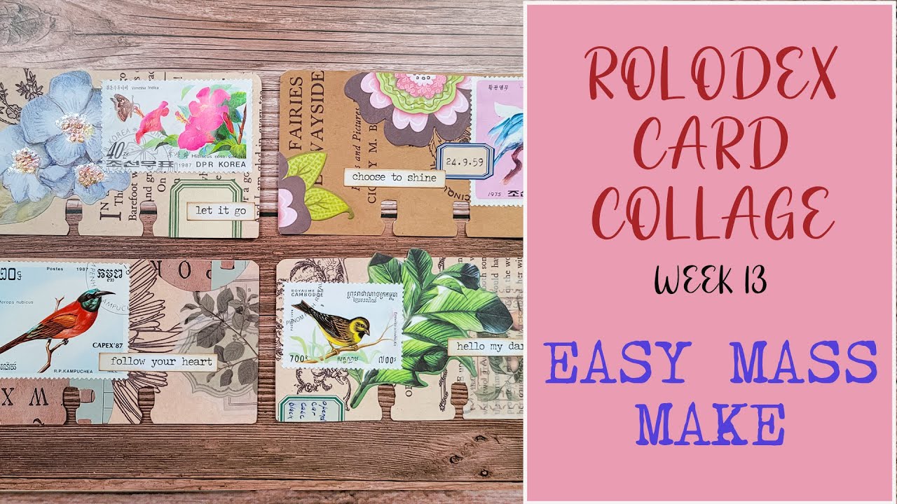 Rolodex Card Collaging WEEK 13 - Small Collage Art - Easy Simple Collaging with Postage Stamps