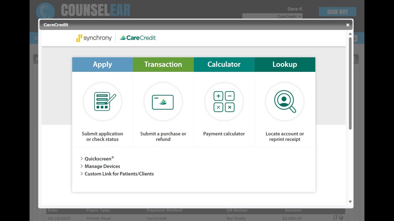 CounselEAR - CareCredit Integration Overview
