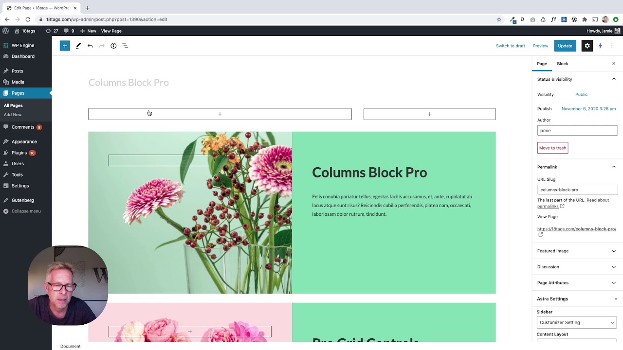 A look at the columns block options we are building in for Gutenberg Pro plugin.