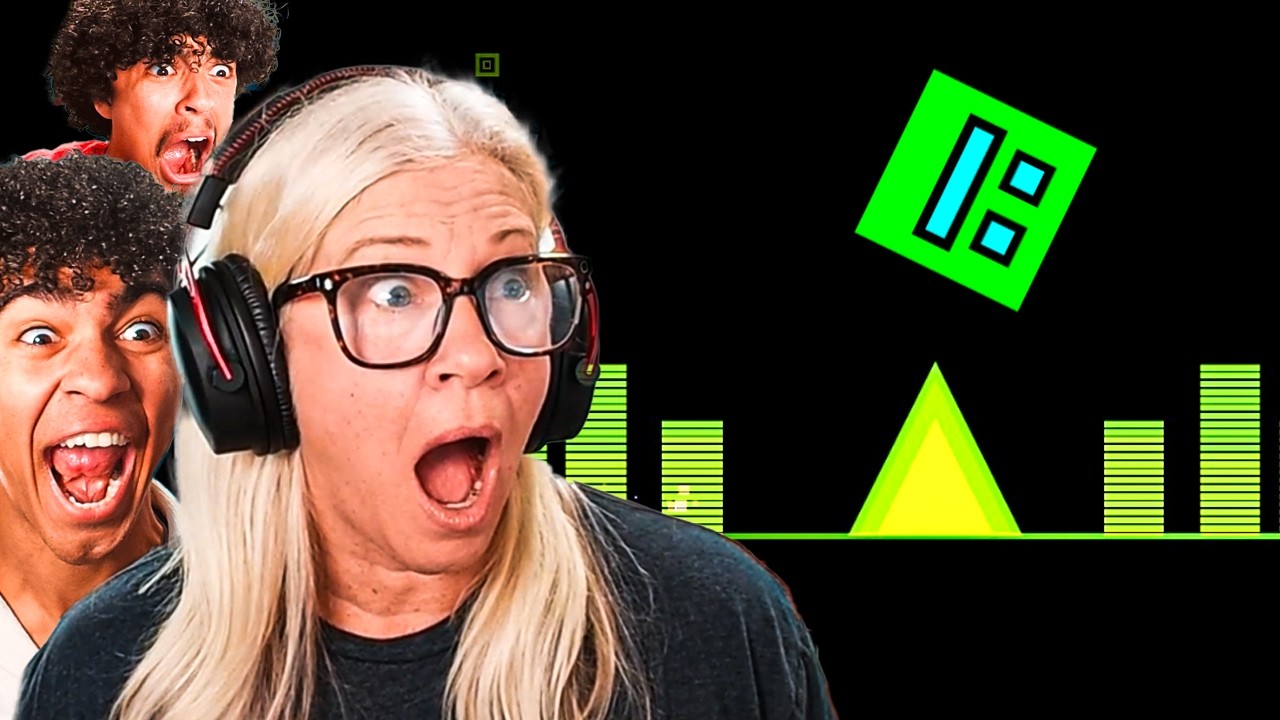 My Mom Attempts Geometry Dash's EASIEST Level...